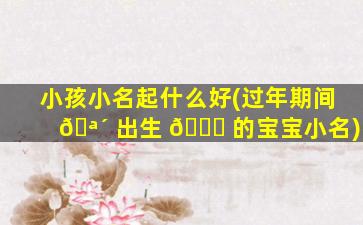 小孩小名起什么好(过年期间 🪴 出生 🍀 的宝宝小名)